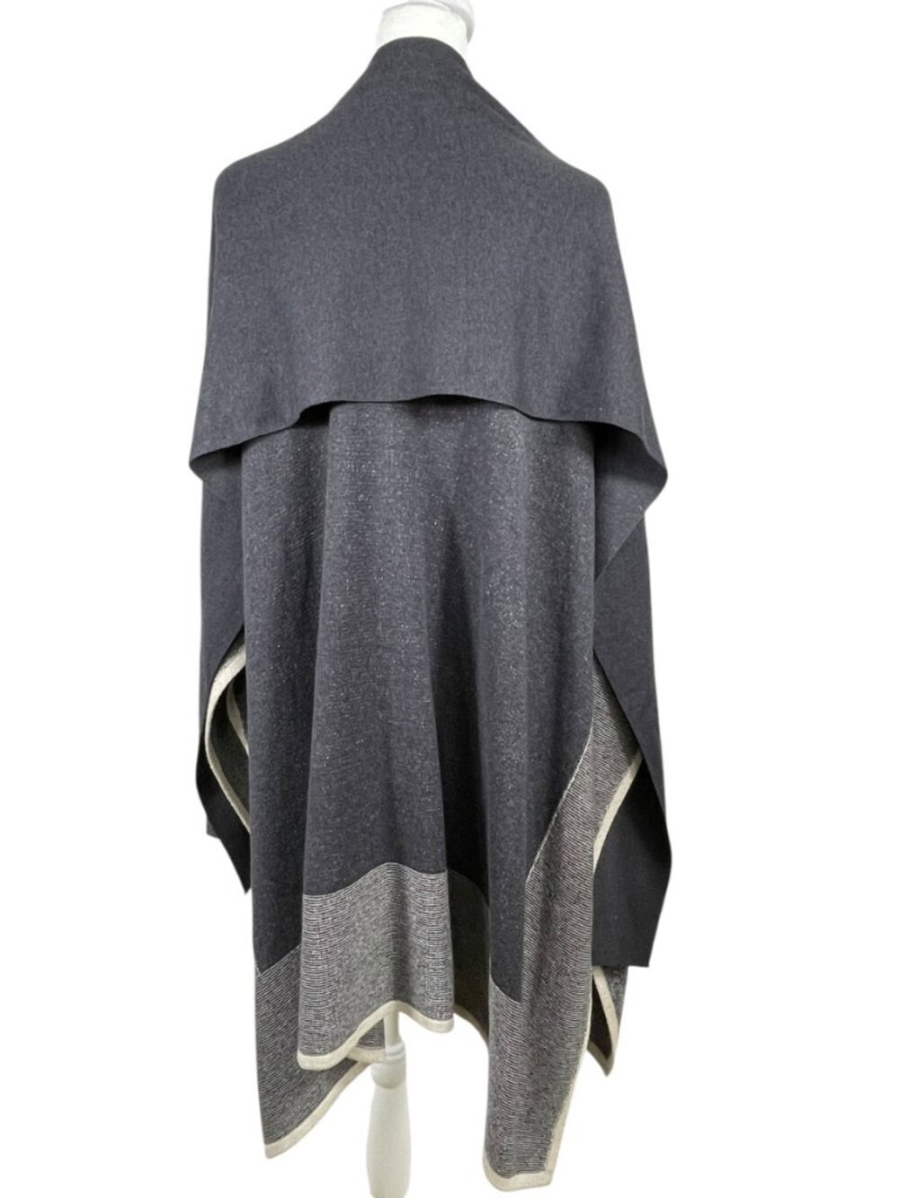 NIC+ZOE Blue Colorblock Knit Wrap Poncho Cardigan Shawl OS Cozy Layer - Picture 5 of 12